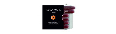 Caran D'Ache Box of 6 Ink Cartridges Fountain CHROMATICS Electric Orange